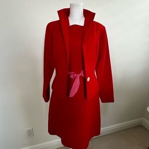 STEVEN STOLMAN “Me and my Shadow” Dress (10) & Jacket(6) set. Red cotton pique